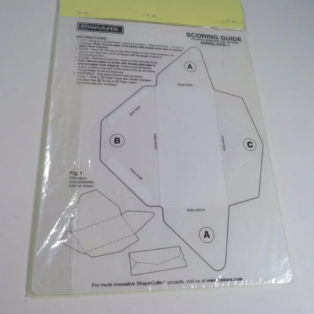 FISKARS “Shape Template” (4) Envelope #1, #2, Memory Pockets, Box #3